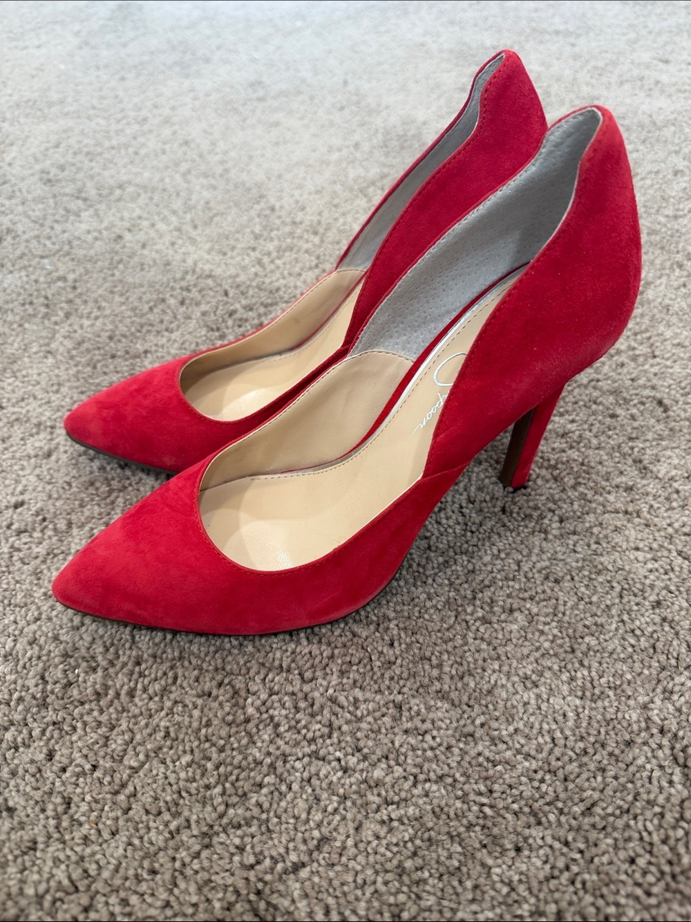 Jessica Simpson Red Suede Pointed Stilettos